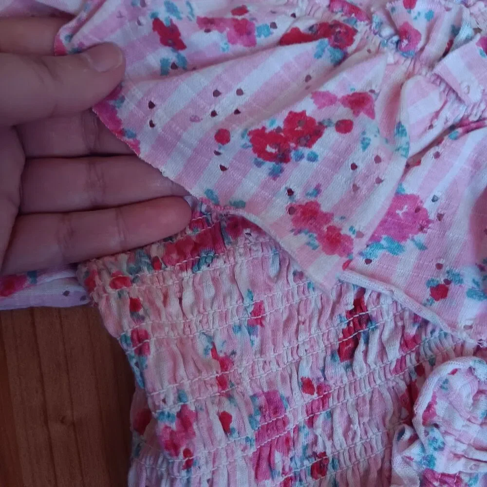 Free People Favorite Girl Crop Top Puff Sleeve Floral Cottagecore Coquette